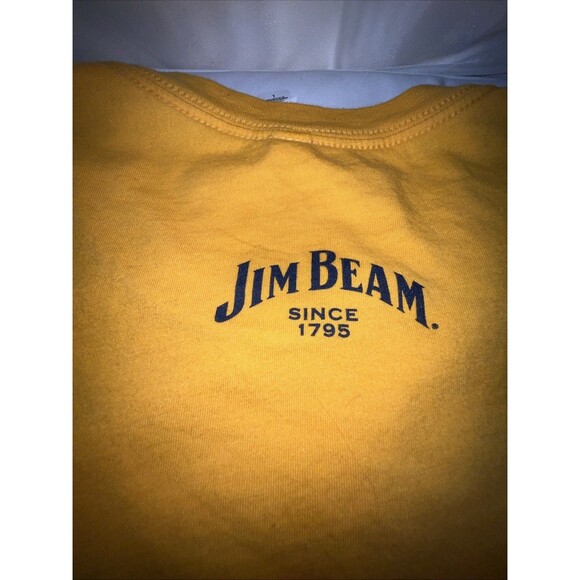 Milwaukee Brewers/Jim Beam T-shirt with retro Logo Size Large Yellow & Navy - Picture 7 of 7
